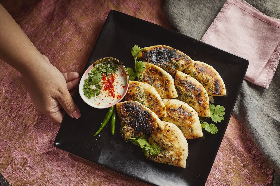 Making Stuffed Naan Bread
