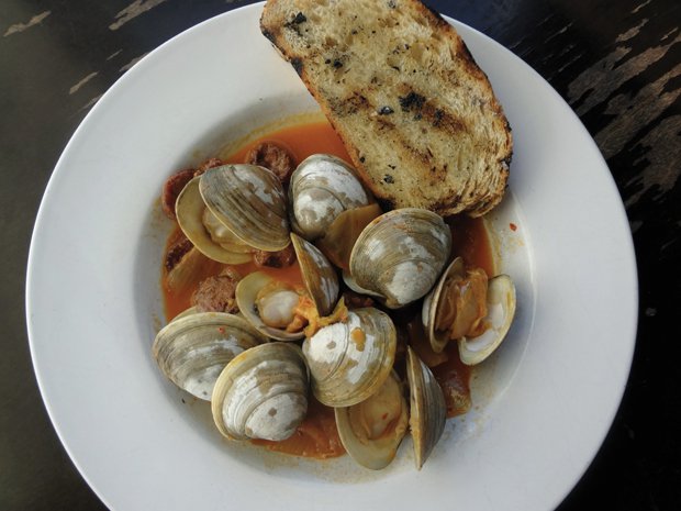 Virginia Clams with Sausage and Kimchee