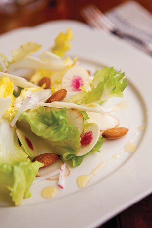 Escarole, Sunchoke, Radish, Almond and Piavé Cheese Salad